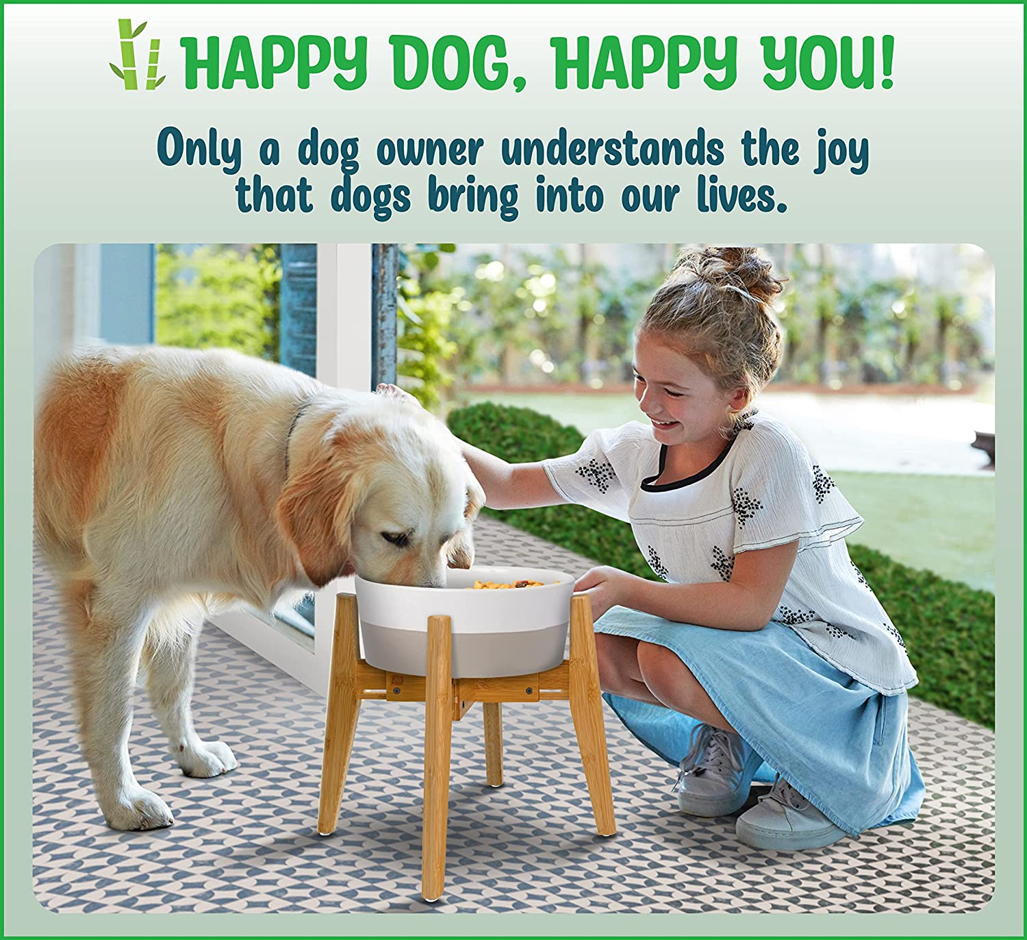 Dog Bowl Stand for Large Dogs - Height 14-Inch, Adjustable, Lockable Width